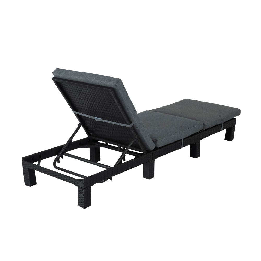 Dylan Rattan Sunbed With Adjustable Recliner - Black
