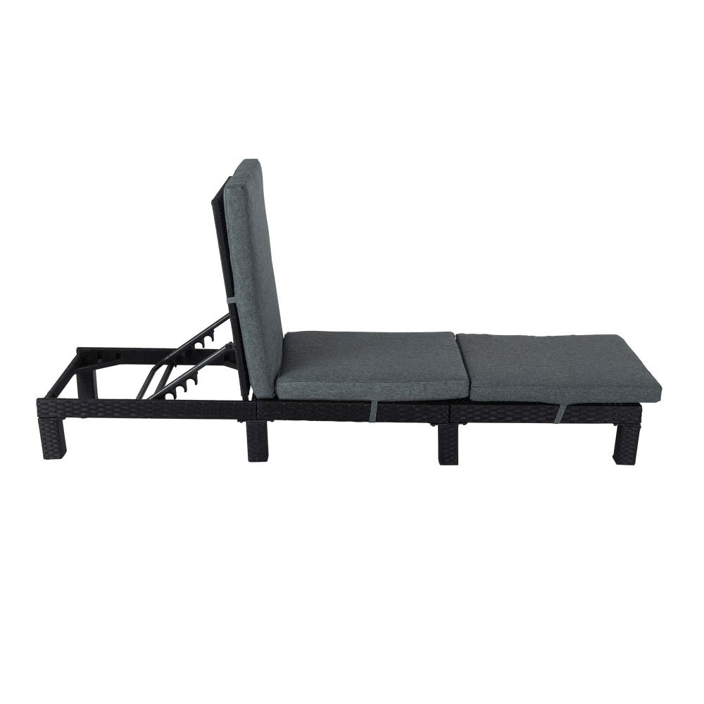 Dylan Rattan Sunbed With Adjustable Recliner - Black
