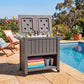 Kyle Garden Bar Serving Cart With Cooler - Taupe