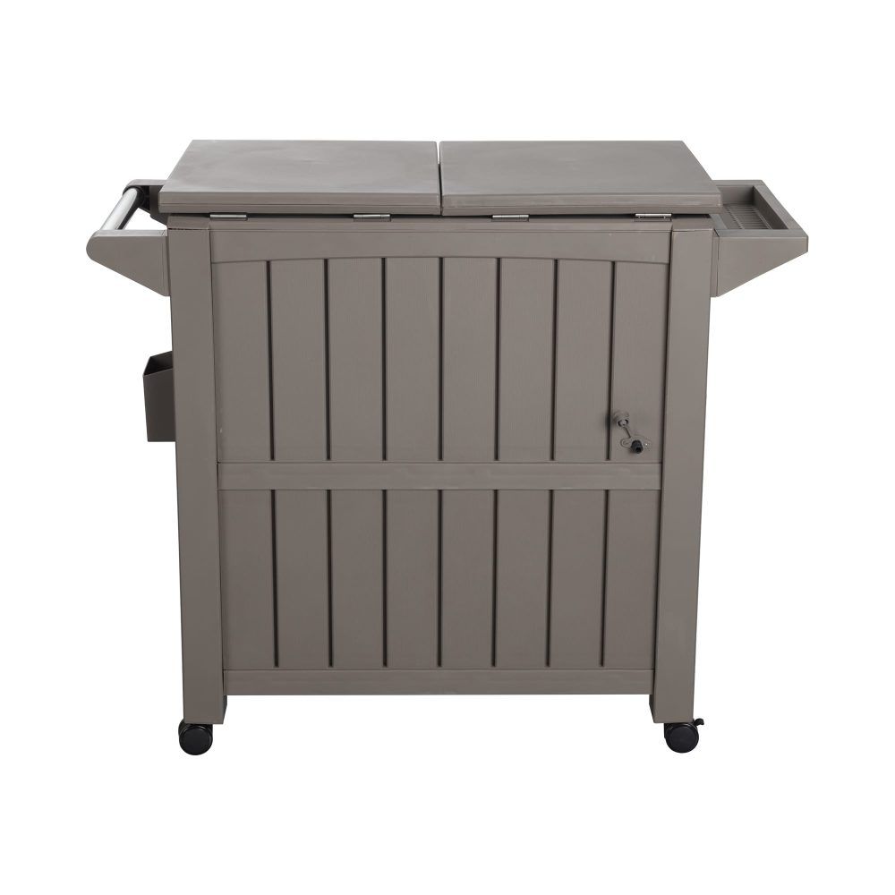 Kyle Garden Bar Serving Cart With Cooler - Taupe