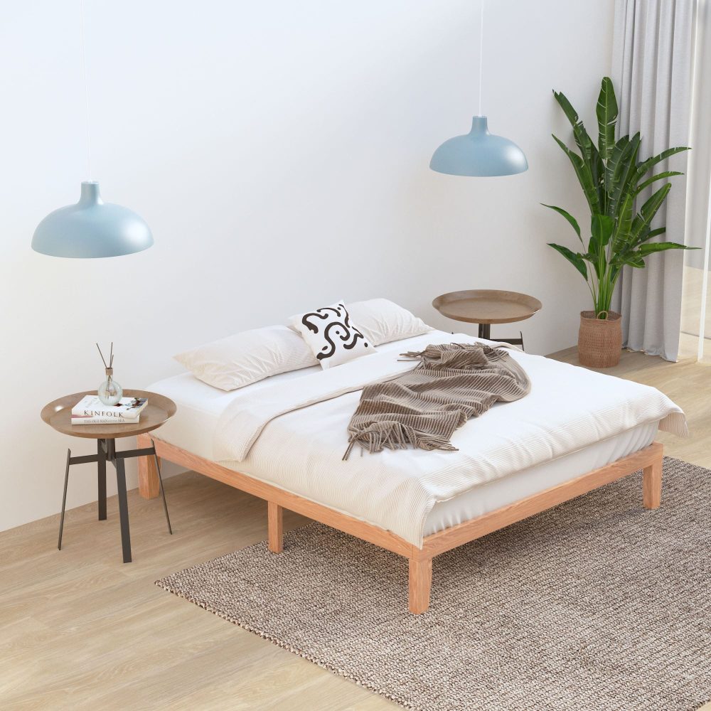 Lorelei Warm Wooden Natural Bed Base Frame - Wood Double