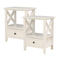 Set of 2 Brandon Wooden Bedside Tables - Rustic White