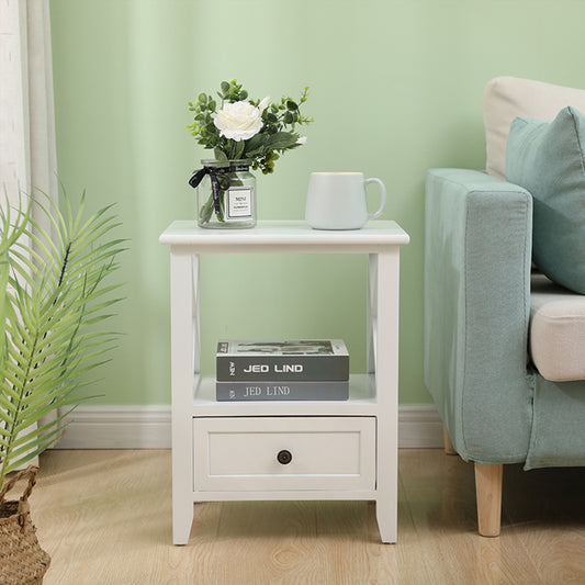 Set of 2 Brandon Wooden Bedside Tables - Rustic White