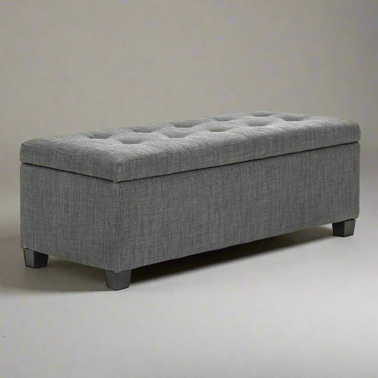 102cm Storage Ottoman Stool Fabric - Dark Grey