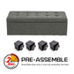 102cm Storage Ottoman Stool Fabric - Dark Grey