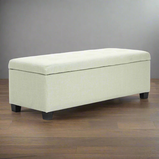 102cm Storage Ottoman Stool Fabric - Light Green