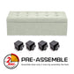 102cm Storage Ottoman Stool Fabric - Light Green