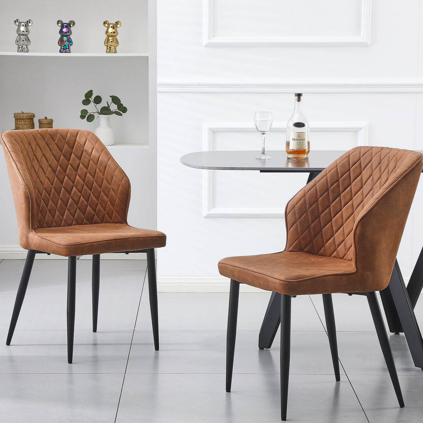Ava Set of 4 Cross Pattern Dining Chair - Brown