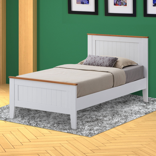 Jolene Bed Frame Mattress Base Solid Rubber Timber Wood - White King Single