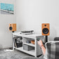YU6 200W Powered Bookshelf Speakers with Bluetooth and Phono Preamp - Bamboo