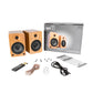 YU6 200W Powered Bookshelf Speakers with Bluetooth and Phono Preamp - Bamboo