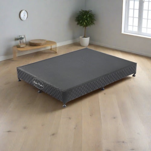 Tricia Ensemble Bed Base Solid Wooden Slat with Removable Cover - Black Double