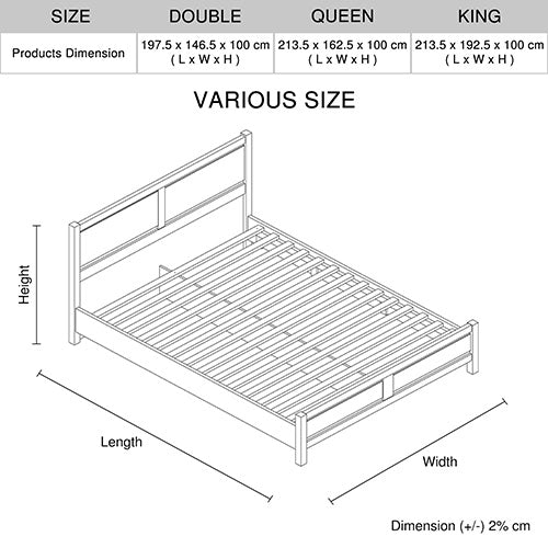 Alaia Natural Wood MDF Bed Frame - Oak Double