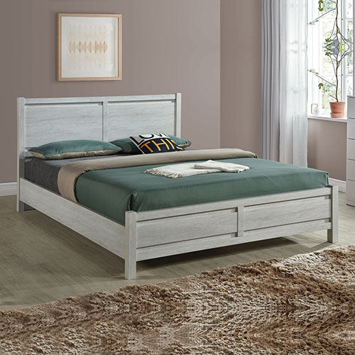 Evelyn Natural Wood MDF Bed Frame - White Ash Queen – Factory Buys