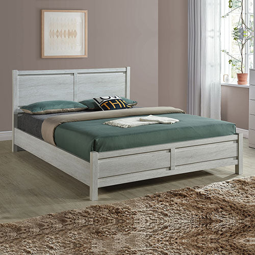 Evelyn Natural Wood MDF Bed Frame - White Ash Queen