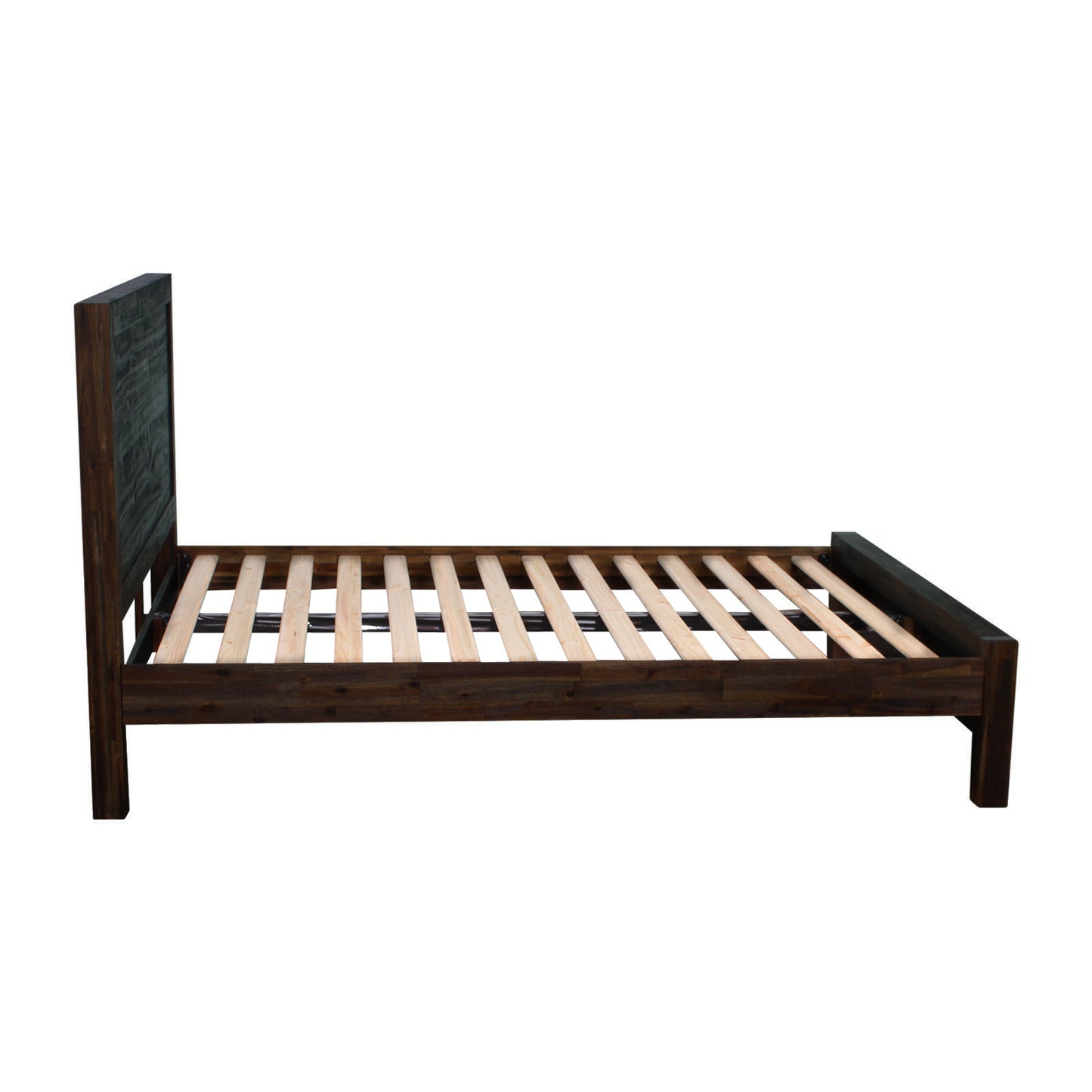 Allison Solid Wood Veneered Acacia Timber Slat Bed Frame - Chocolate Queen