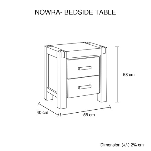 Iqaluit Wooden Bedside Tables Night Stand Solid Wood Acacia with 2 Drawers - Oak