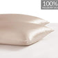 Twin Pack Luxury Pillowcase 100% Pure Mulberry Silk on Both Sides - Champagne