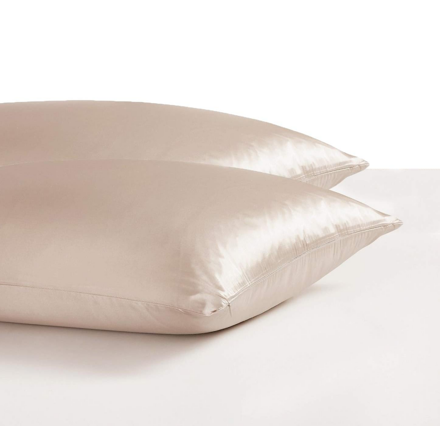 Twin Pack Luxury Pillowcase 100% Pure Mulberry Silk on Both Sides - Champagne