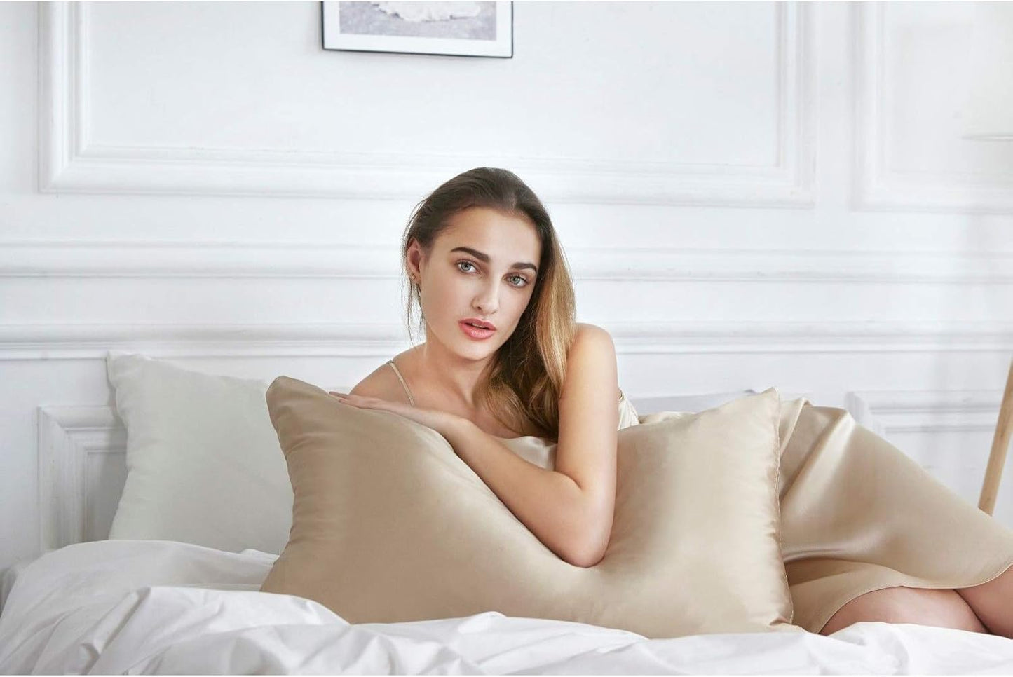 Twin Pack Luxury Pillowcase 100% Pure Mulberry Silk on Both Sides - Champagne