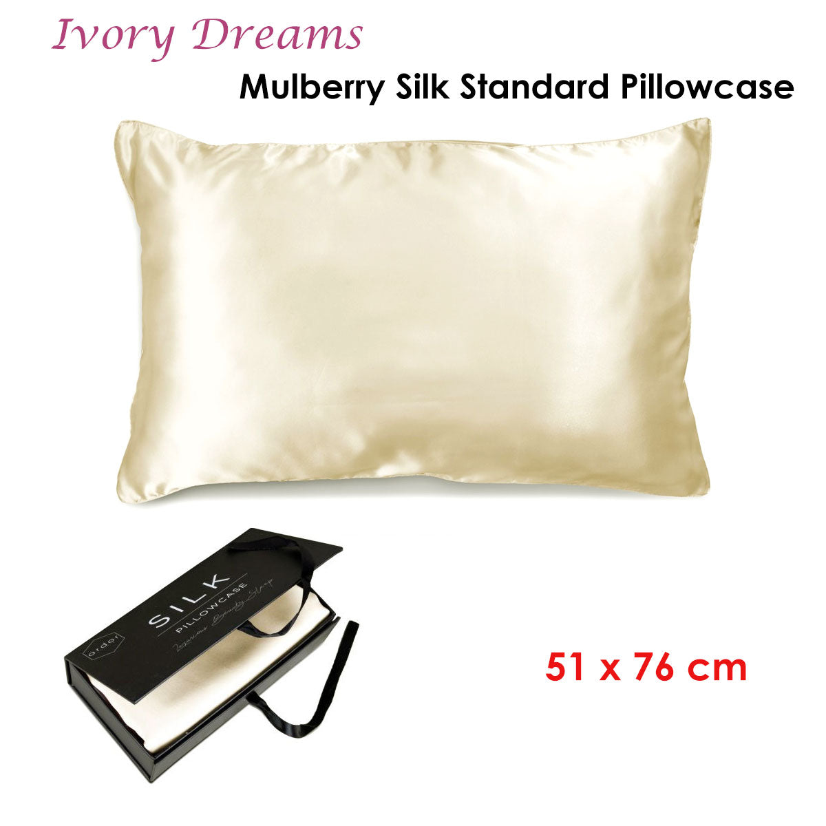 Mulberry Silk Standard Pillowcase - Ivory Dreams