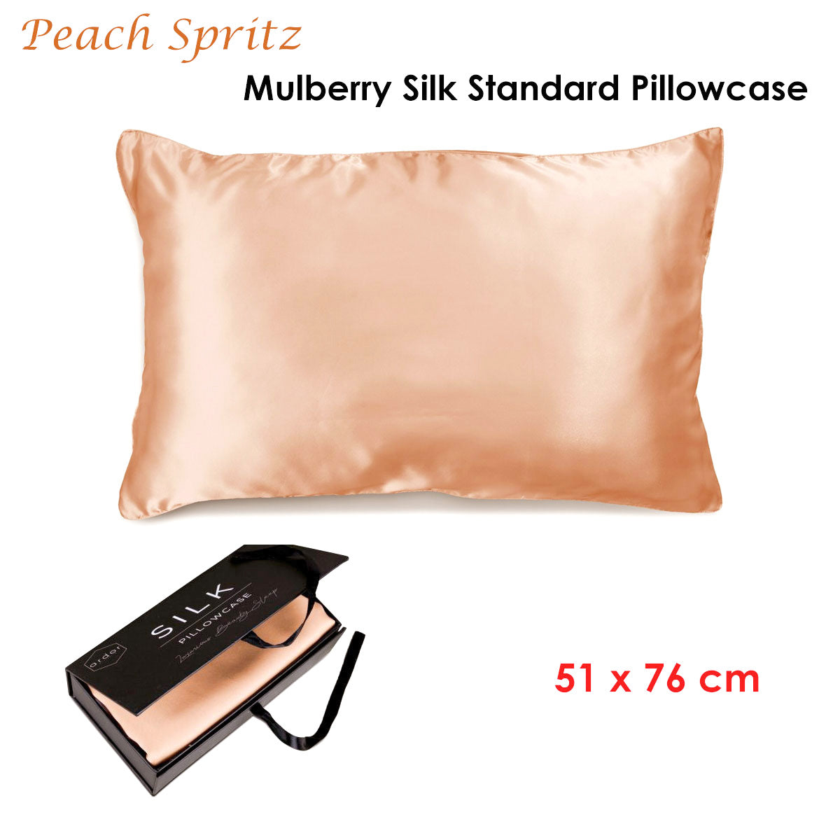 Mulberry Silk Standard Pillowcase - Peach Spritz