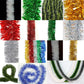 Set of 5 2.5m Christmas Tinsel Xmas Garland Sparkly Snowflake Party Natural Home Decor - Snow Tips in Dark Green