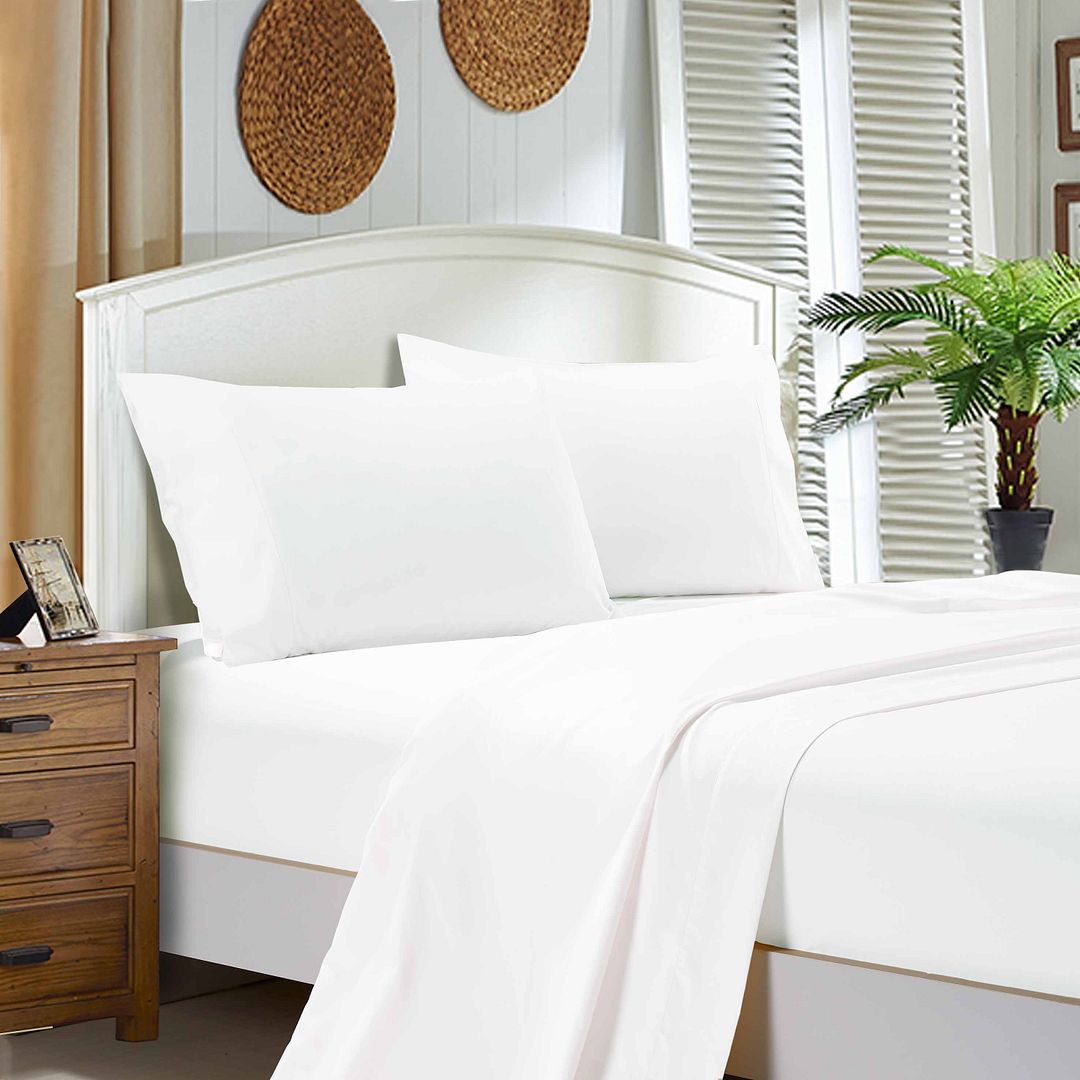 King Single 1000TC Ultra Soft Flat & Fitted Sheet Set - White