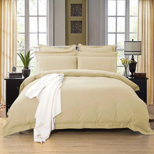 SINGLE 1000TC Tailored Duvet Quilt Cover Set - Cream