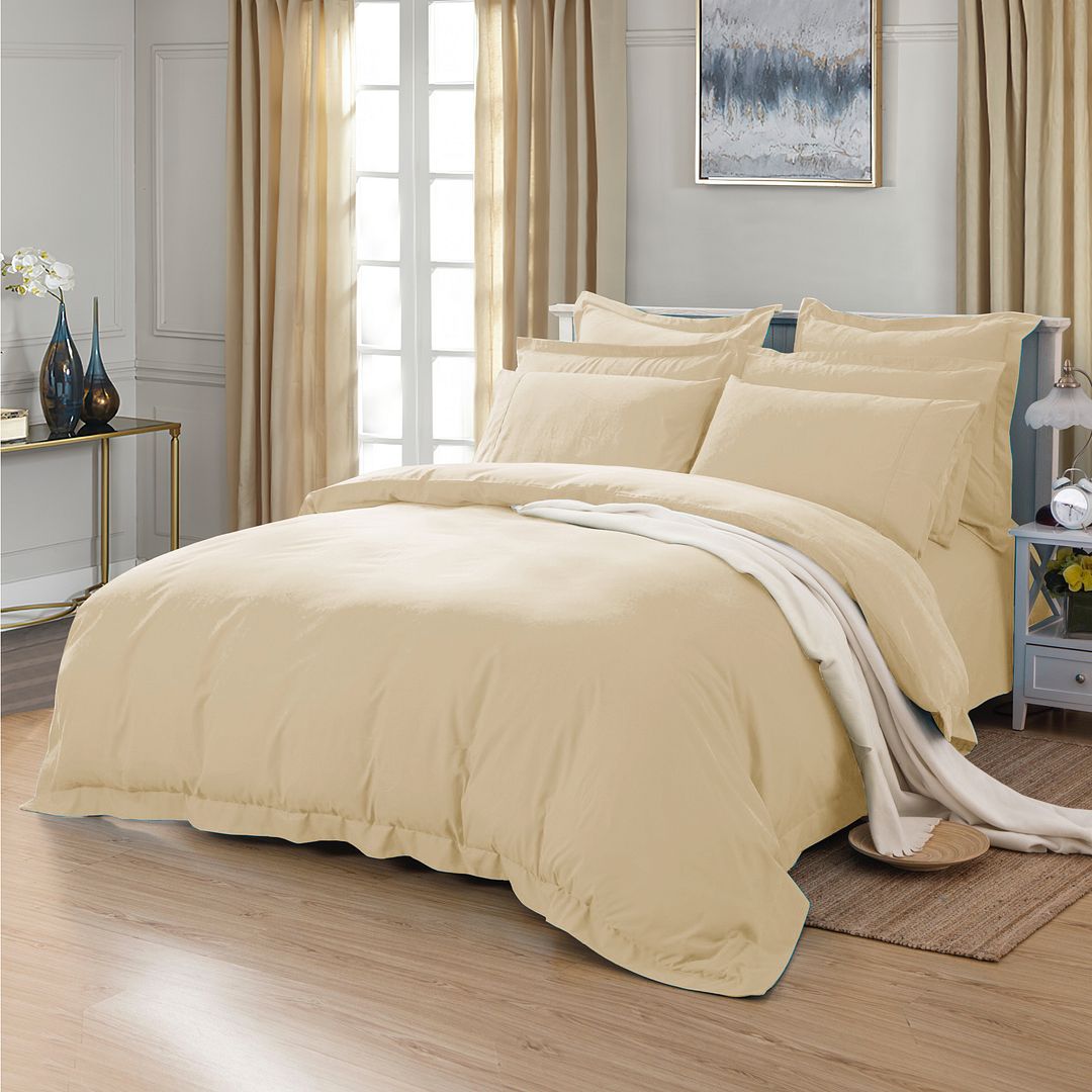 SINGLE 1000TC Tailored Duvet Quilt Cover Set - Cream