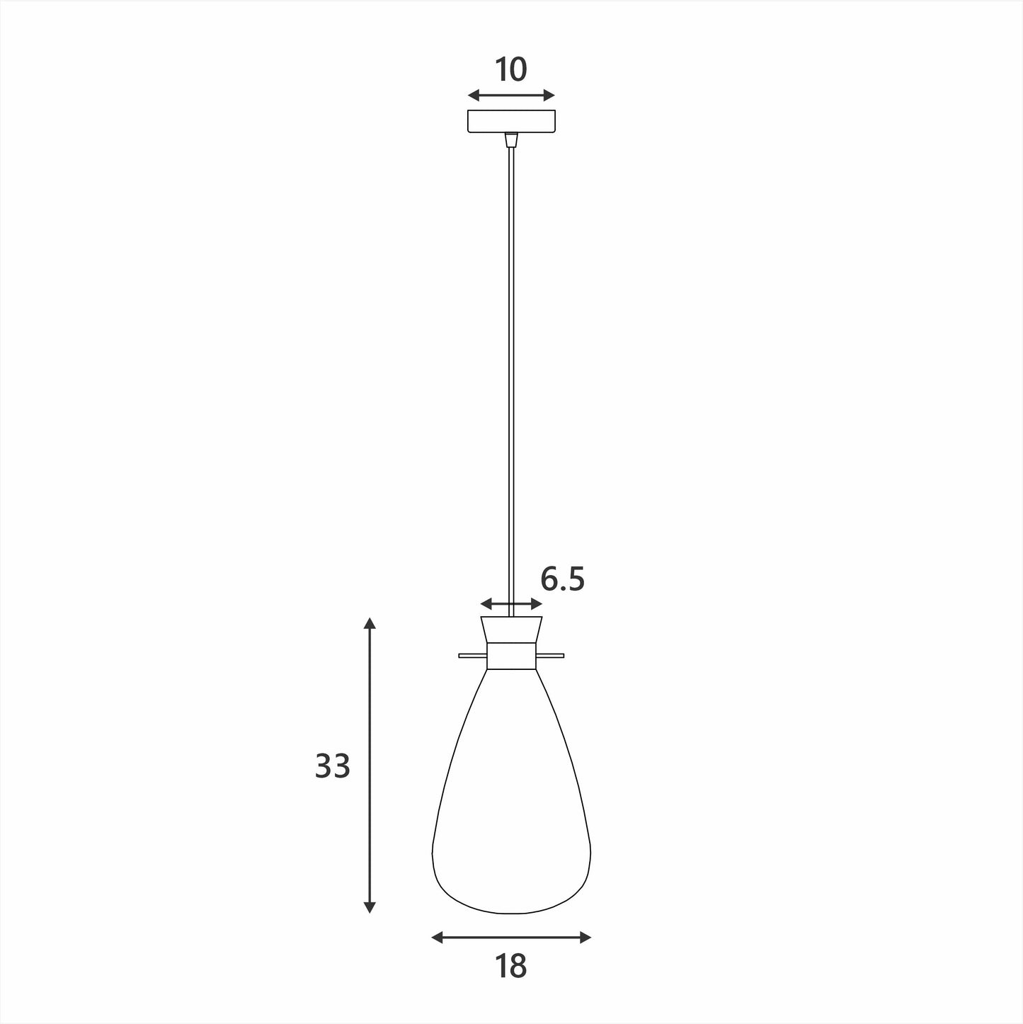 Teardrop-Shaped Pendant Light - Black