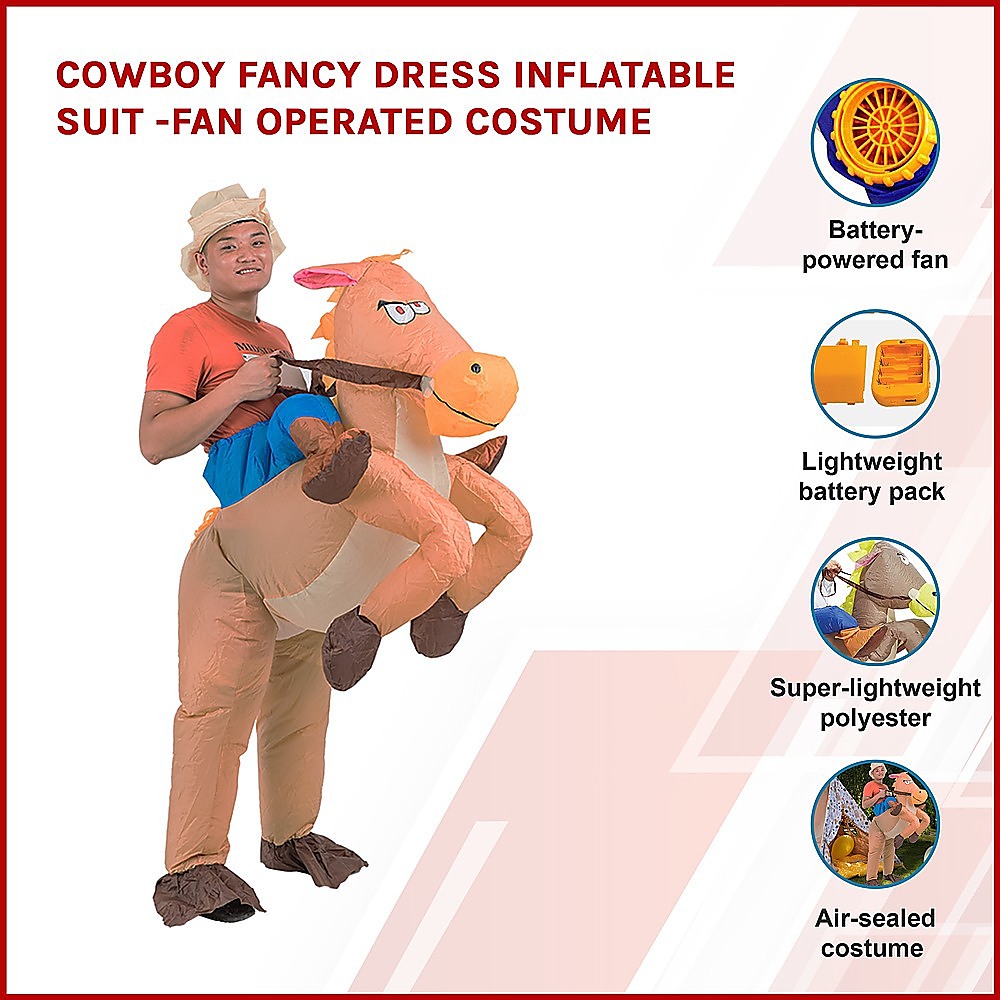 COWBOY Fancy Dress Inflatable Suit - Fan Operated Costume