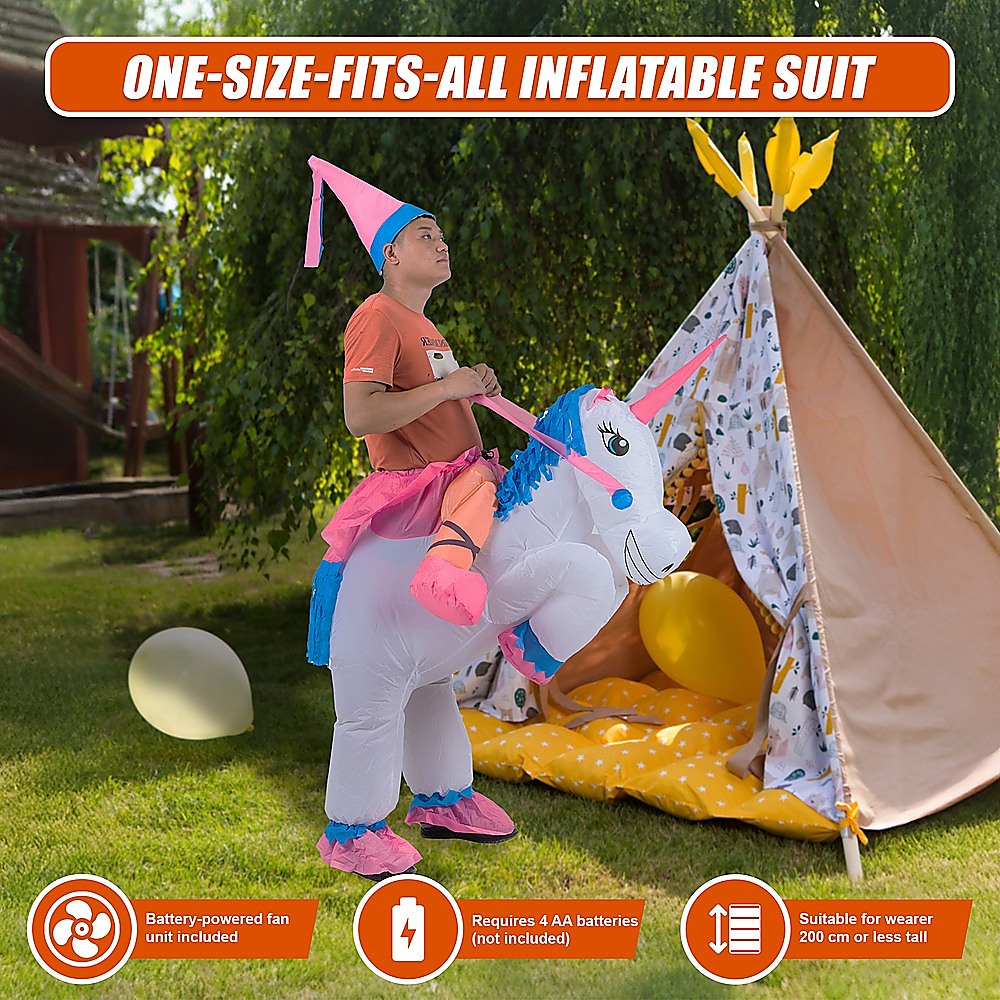 UNICORN Fancy Dress Inflatable Suit - Fan Operated Costume