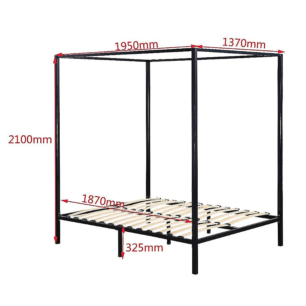 Lilian Four Poster Bed Frame - Black Double