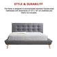 Paisley Deluxe Linen Bed Frame Fabric - Grey Double