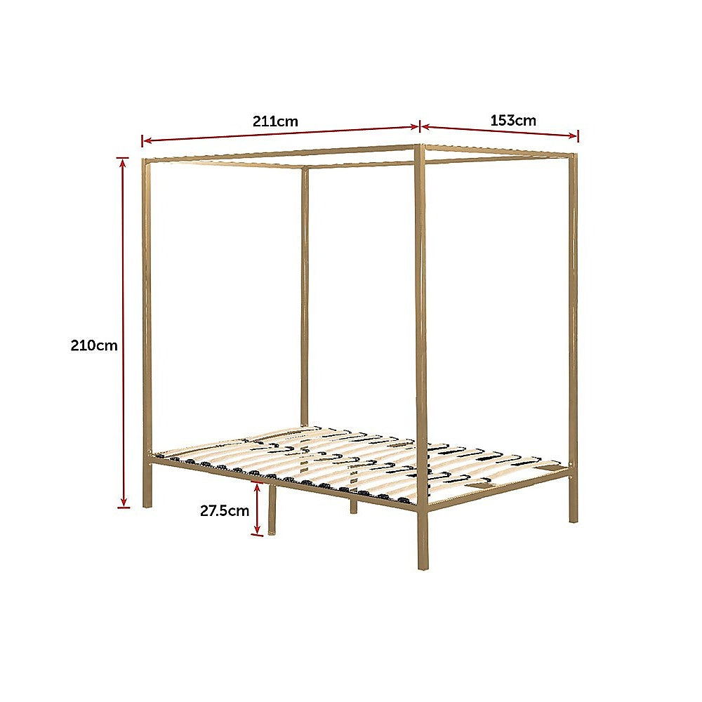 Lilian Four Poster Bed Frame - Gold Queen