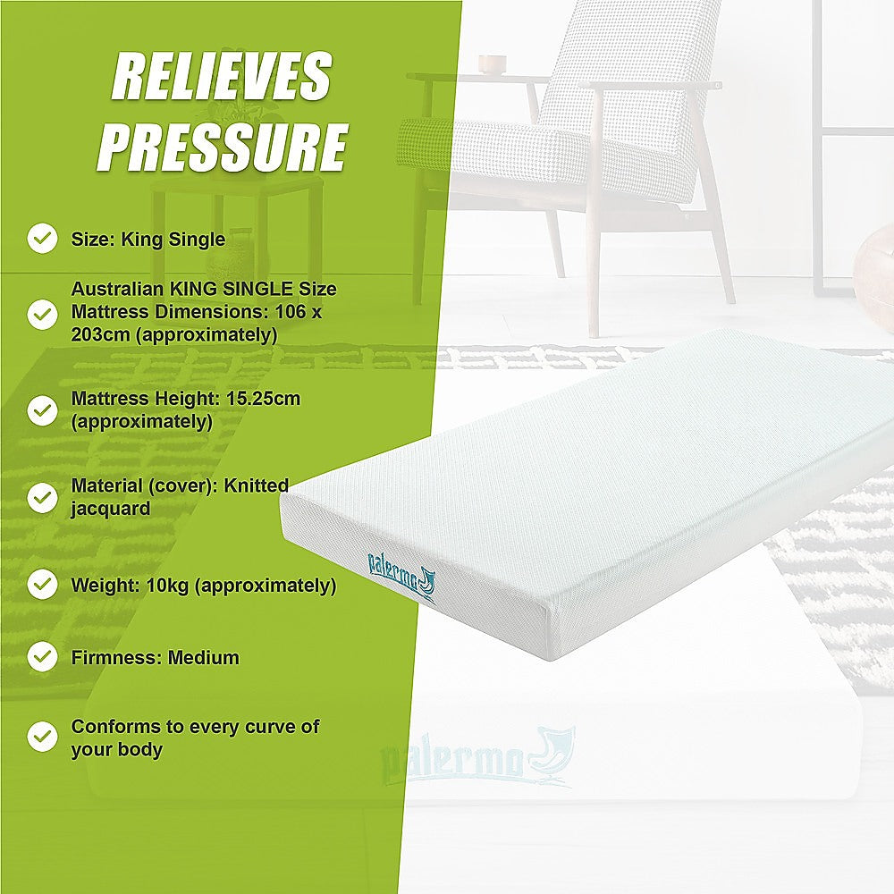 Kairos 15.25cm Mattress Memory Foam Green Tea Infused - King Single