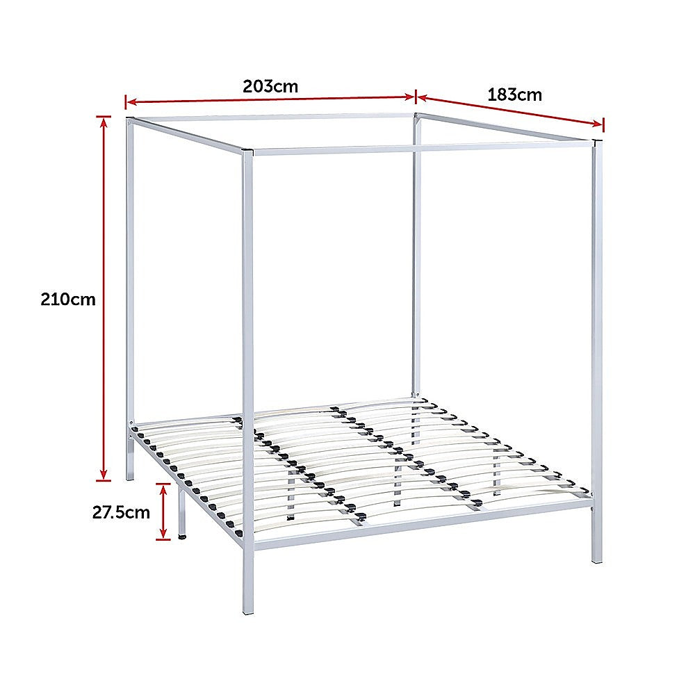 Lilian Four Poster Bed Frame - Cream King