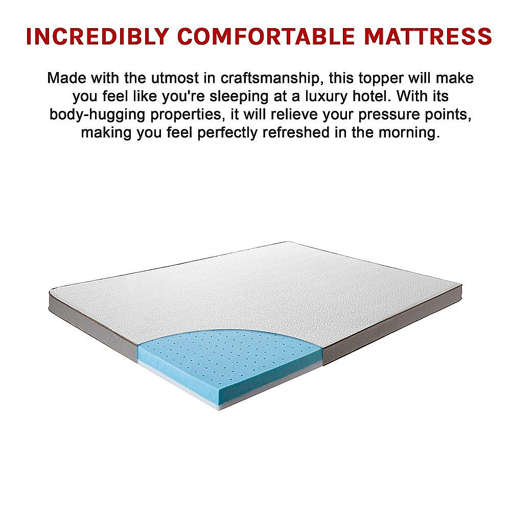 Queen Palermo Memory Foam Mattress Topper Cooling Gel Infused CertiPUR Approved