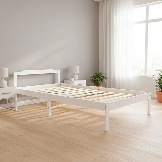 Gilly Wooden Bed Frame - White King Single
