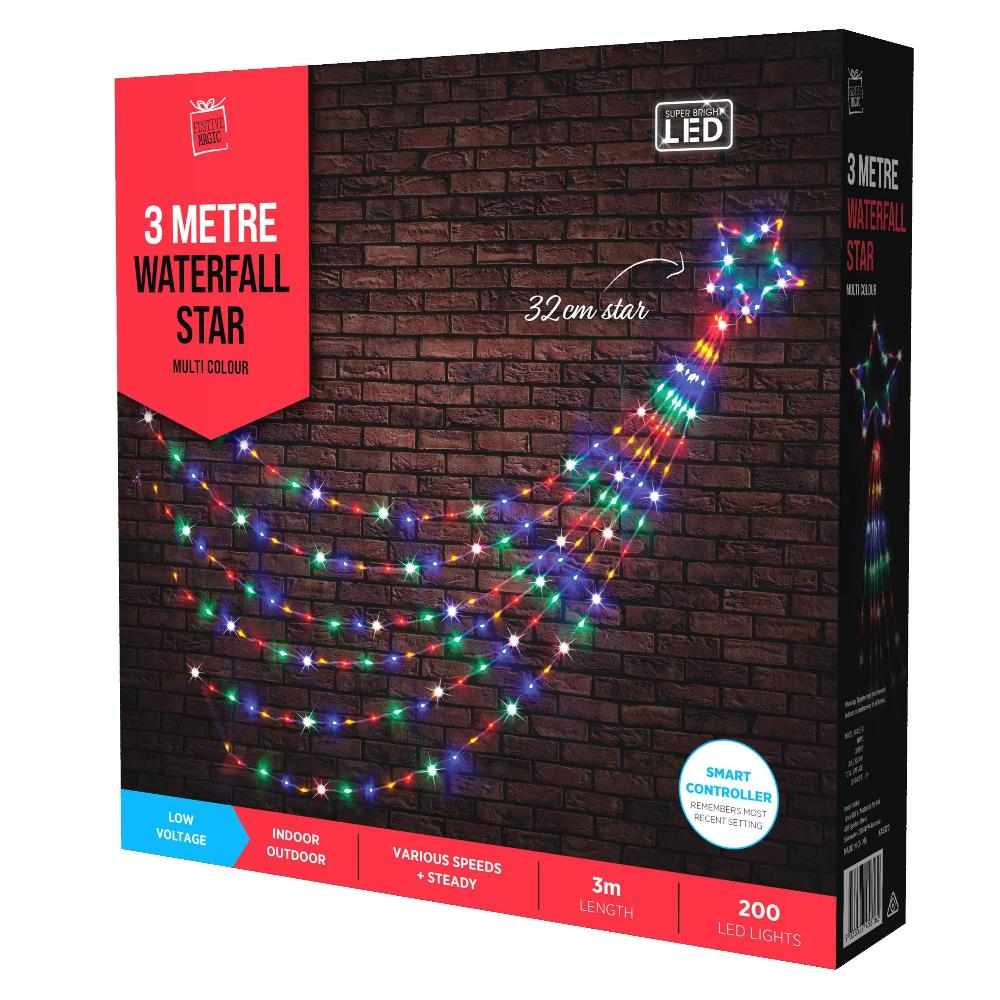 3M LED Waterfall Star 200 LEDs Multi-Color