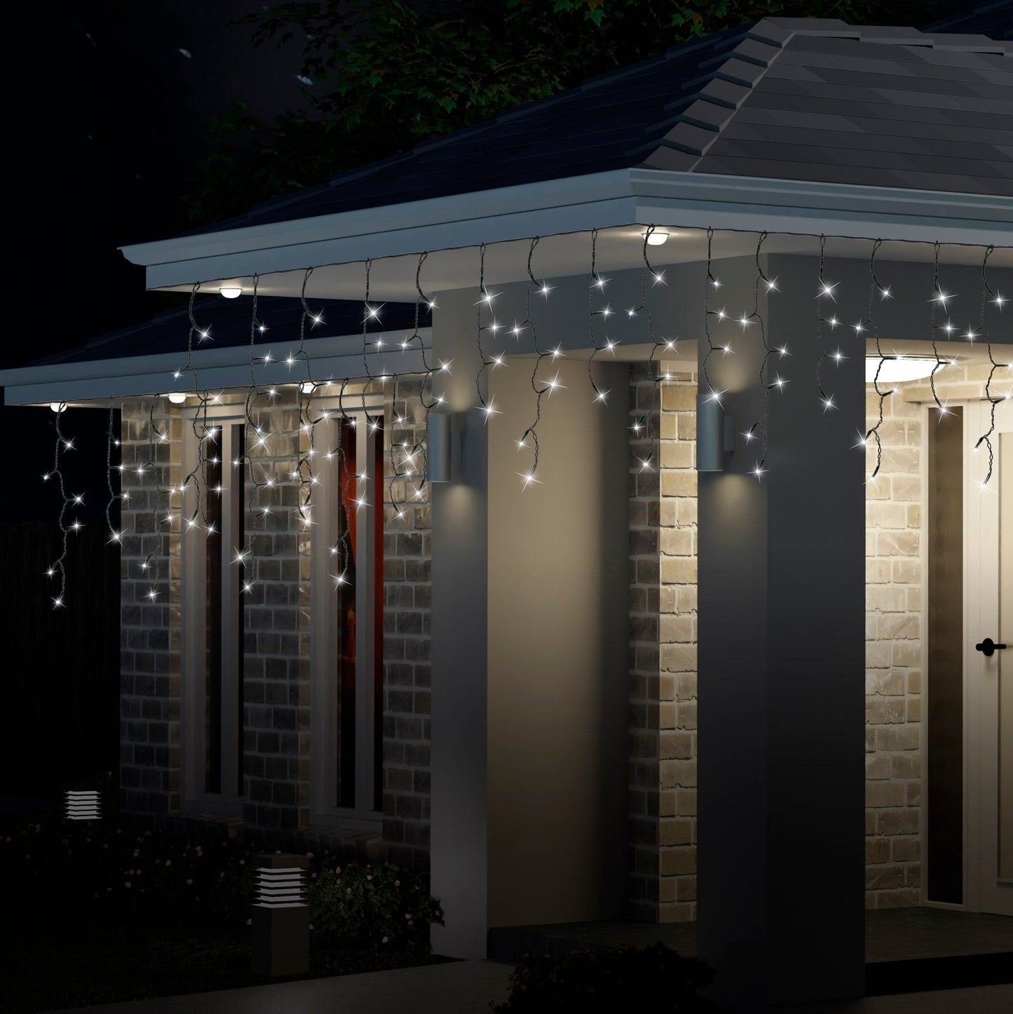 6M 300 LED Icicle Flashing Lights - Cool White