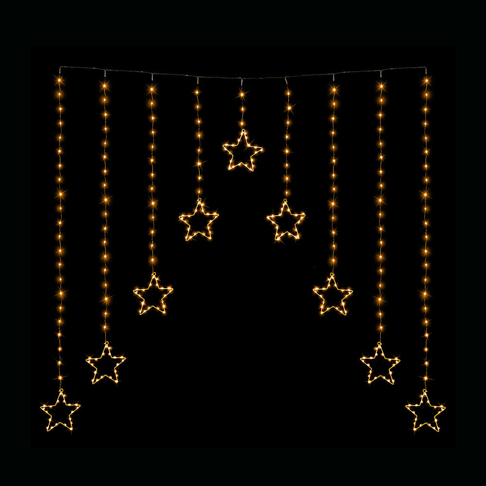 1.2M LED Wire Star Curtain Gold Lights