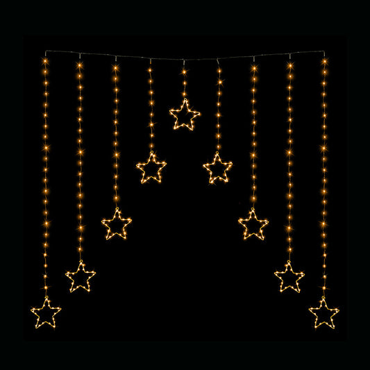 1.2M LED Wire Star Curtain Gold Lights