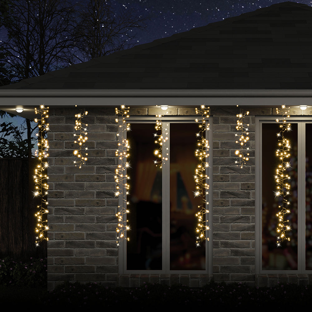 9M LED Dancing Cluster Icicles - Warm White