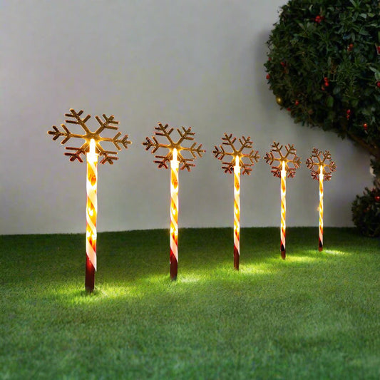 Set of 5 Candy Path Lights 20 LED - Snowflake