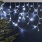 12M 300 LED Battery Operated Timer Icicle Lights - Cool White