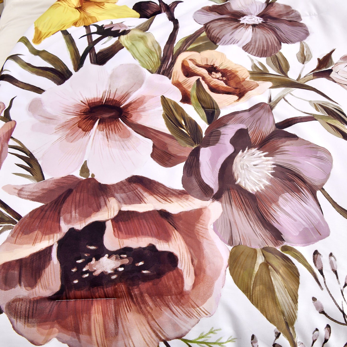 King Floral Comforter Set Blush Floral 3-Piece Bedding Soft Microfiber For All Seasons