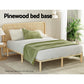Elara Bed Frame Wooden Base Platform Timber Pine - Natural Double