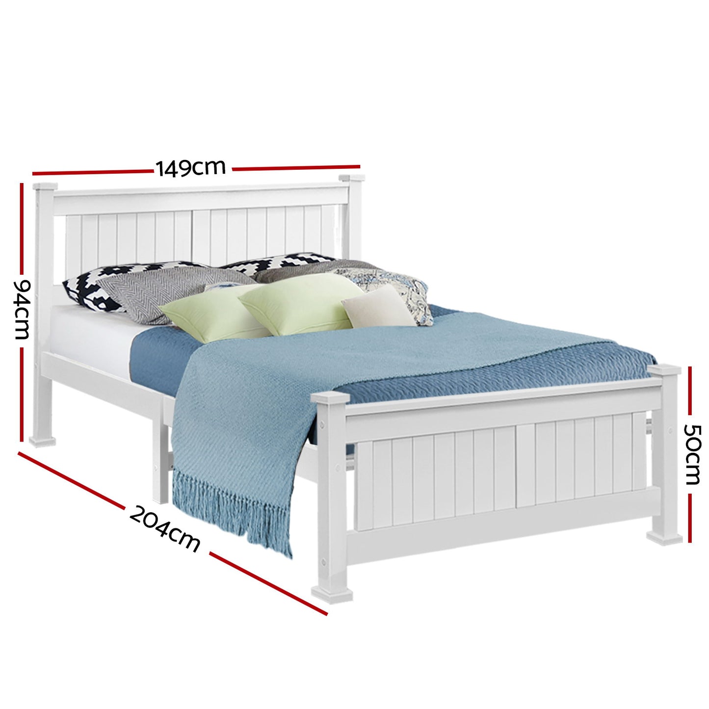Mystique White Wooden Bed Frame no Drawers - Double